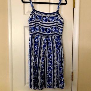 Super Flirty Blue Floral Patterned LOFT Dress